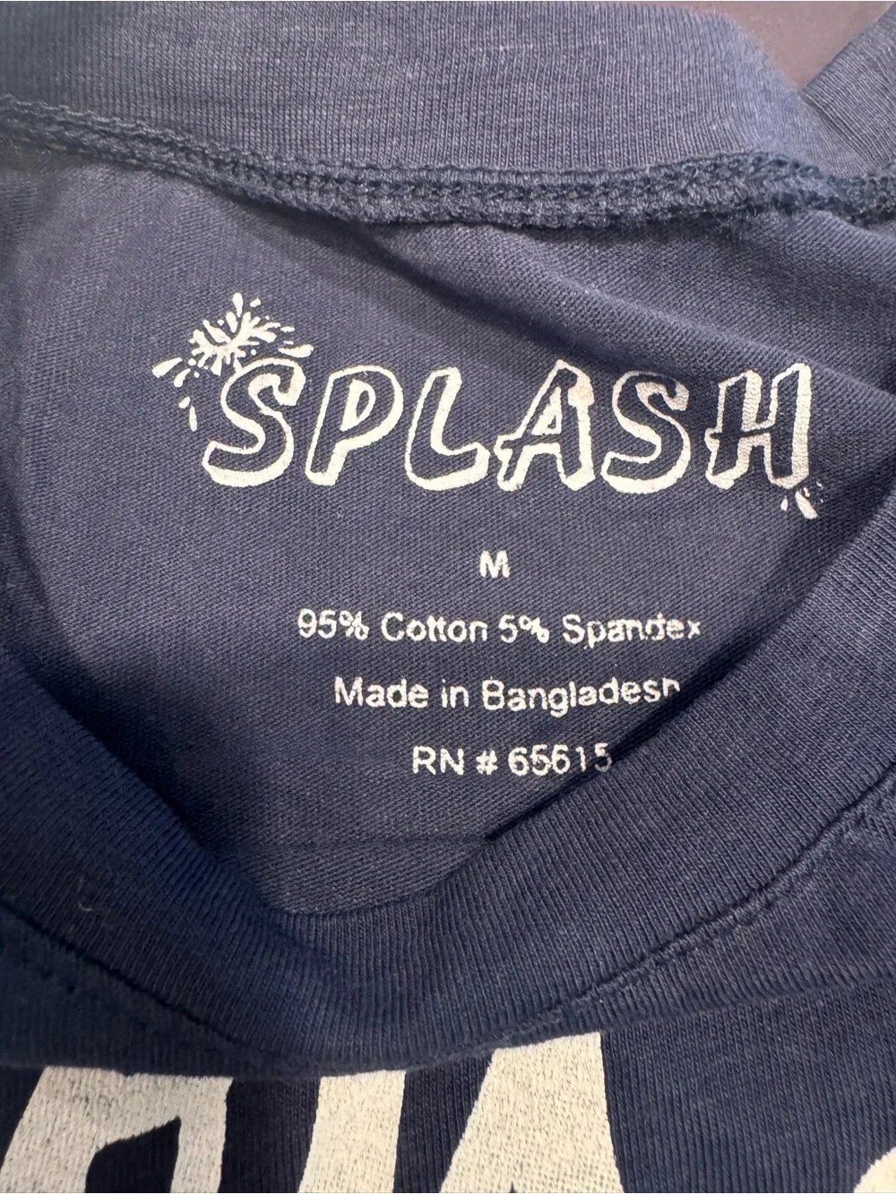 Splash Navy Blue Short Sleeve Tee with White Script